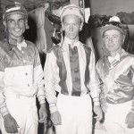 Alex and fellow jockeys, including his good friend Willie Shoemaker at right