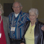Barbara Morris, Barbara Cash, Ken Keesee '46, Mable Rochwell, Allan Meyer, Dottie South Batchman and Carlyce Wollenman Gregor '48