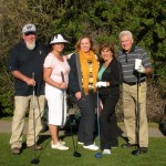 Rand and Maggie Salisbury, Janet Brown, Rosemary and Gerard Moulin. Ladies are Class of '77.