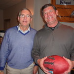 Colonist star ball carriers Ron Pharris ('67) and Tim Thorn ('70)